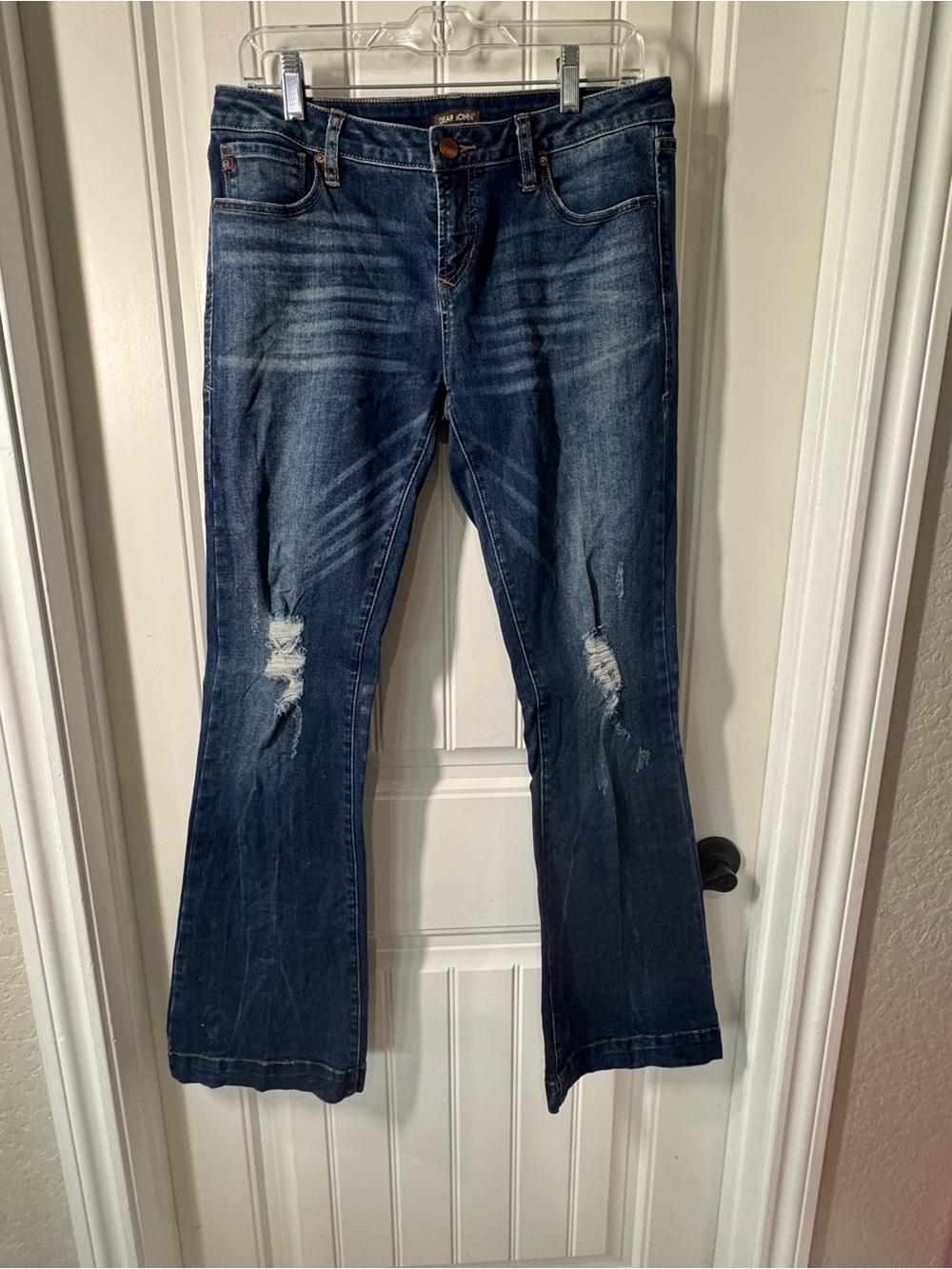 Dear John Women's Dark Blue Distressed Bootcut Jeans